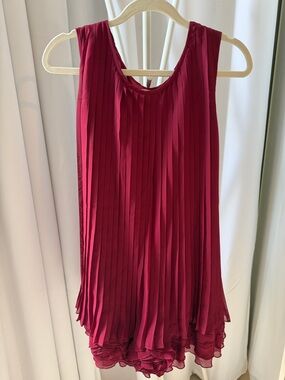 Ya Los Angeles Deep Red Pleated Mini Dress